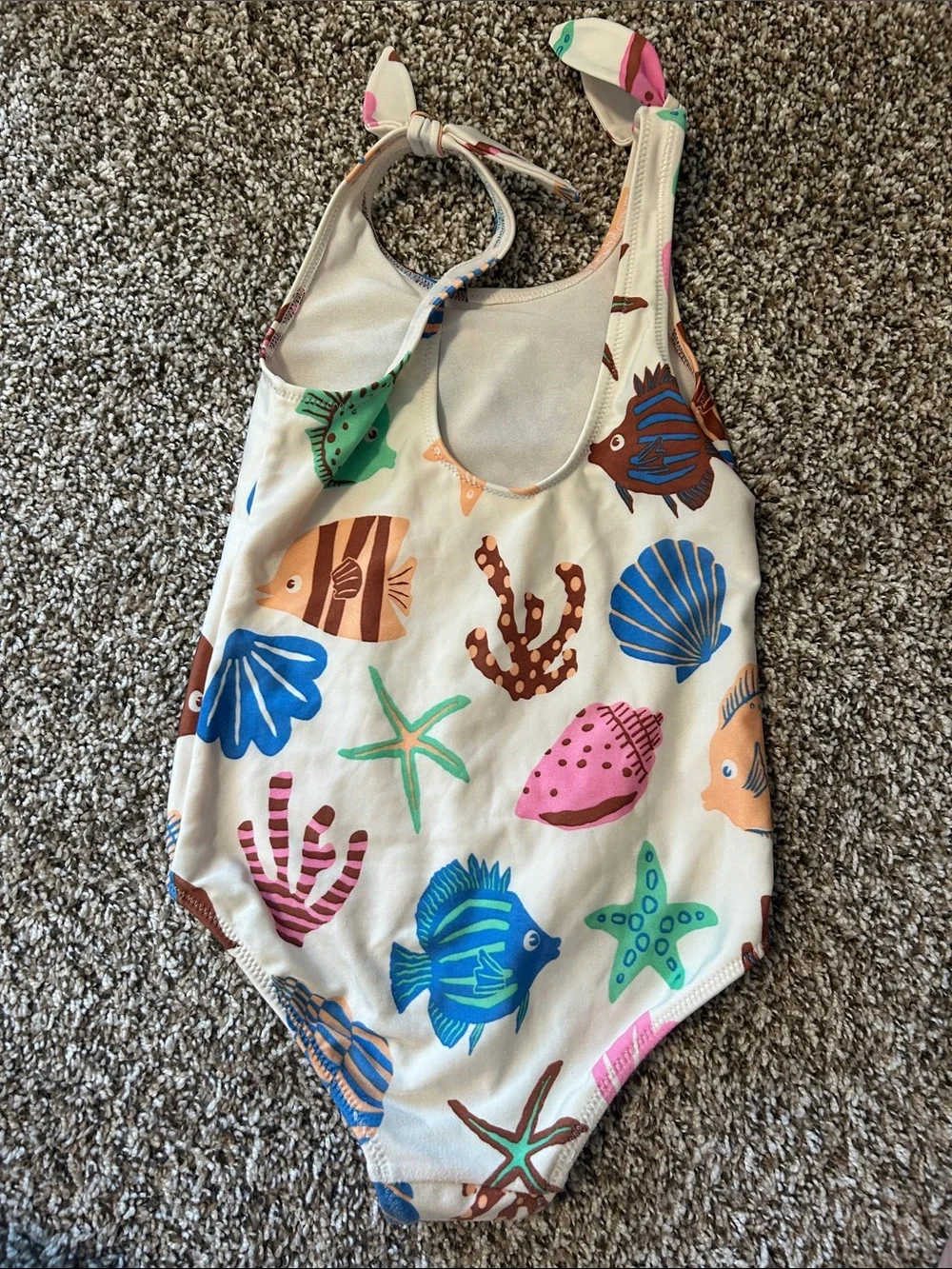 H&M Cream One-Piece Swimsuit with Multicolor Sea Life Print